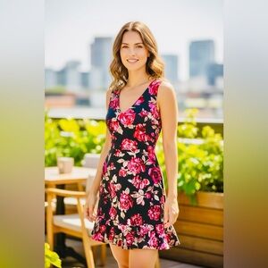 Rachel Roy Metallic Black Gold & Pink Dress 4